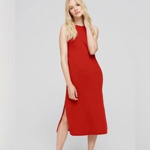 NAKEDCASHMERE Cayman Red 100% Cashmere Timeless Midi Slip Sweater Dress